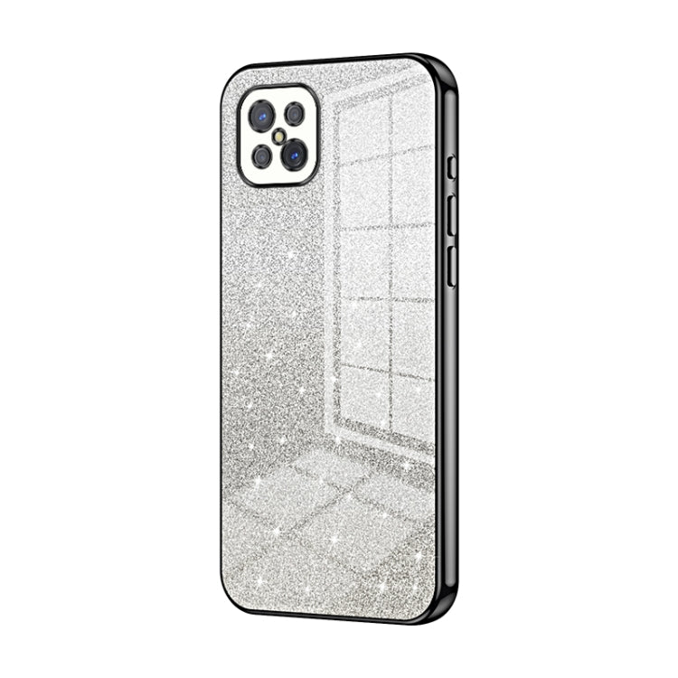 For OPPO A92s / Reno4 Z 5G Gradient Glitter Powder Electroplated Phone Case(Black) - OPPO Cases by PMC TechLife | Online Shopping South Africa | PMC TechLife | Buy Now Pay Later Mobicred