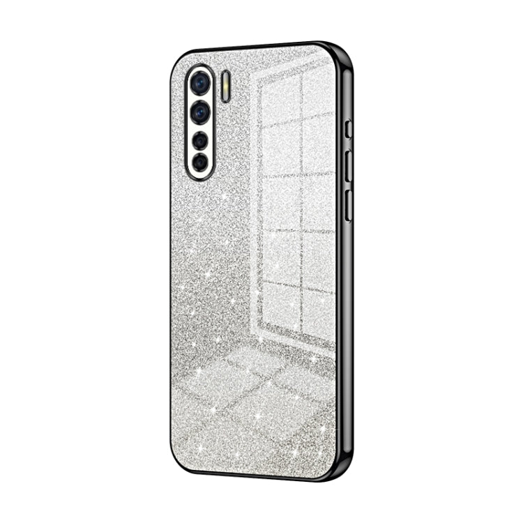 For OPPO A91 Gradient Glitter Powder Electroplated Phone Case(Black) - OPPO Cases by PMC TechLife | Online Shopping South Africa | PMC TechLife | Buy Now Pay Later Mobicred