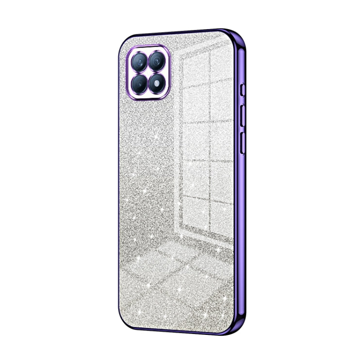 For OPPO Reno4 SE Gradient Glitter Powder Electroplated Phone Case(Purple) - OPPO Cases by PMC TechLife | Online Shopping South Africa | PMC TechLife | Buy Now Pay Later Mobicred