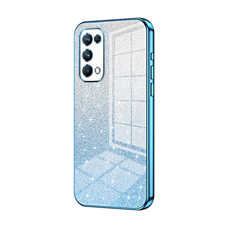 For OPPO Reno5 Pro Gradient Glitter Powder Electroplated Phone Case(Blue) - OPPO Cases by PMC TechLife | Online Shopping South Africa | PMC TechLife | Buy Now Pay Later Mobicred