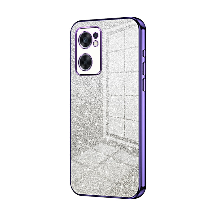For OPPO Reno7 SE Gradient Glitter Powder Electroplated Phone Case(Purple) - OPPO Cases by PMC TechLife | Online Shopping South Africa | PMC TechLife | Buy Now Pay Later Mobicred