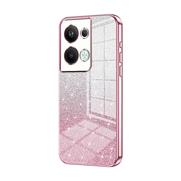 For OPPO Reno9 Pro+ Gradient Glitter Powder Electroplated Phone Case(Pink) - OPPO Cases by PMC TechLife | Online Shopping South Africa | PMC TechLife | Buy Now Pay Later Mobicred