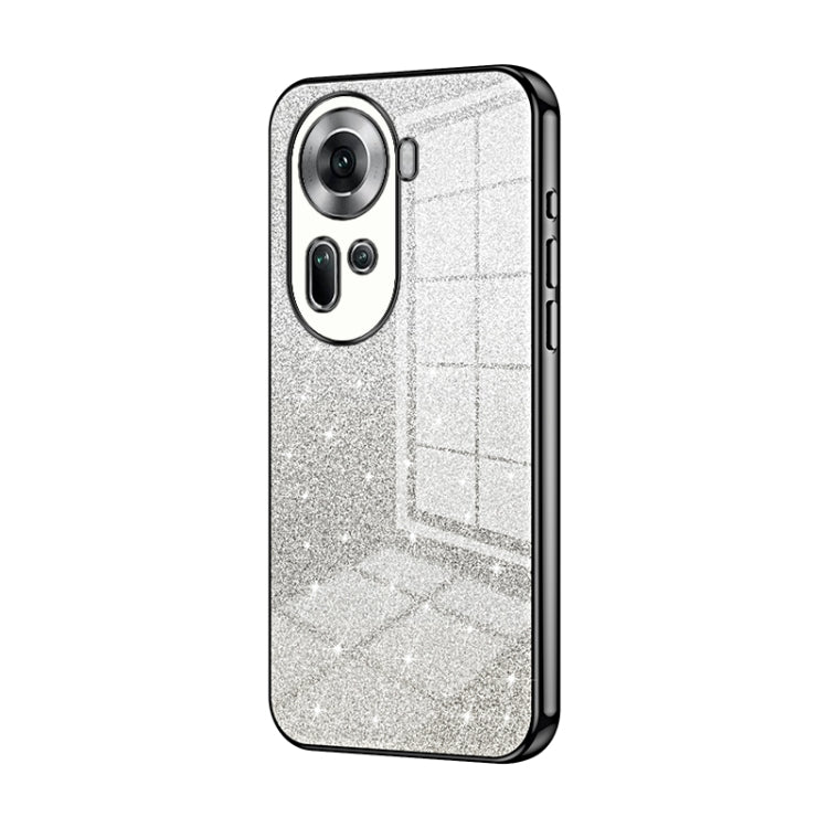 For OPPO Reno11 Global Gradient Glitter Powder Electroplated Phone Case(Black) - OPPO Cases by PMC TechLife | Online Shopping South Africa | PMC TechLife | Buy Now Pay Later Mobicred