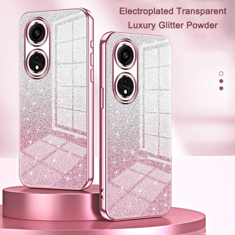 For OPPO A79 5G / A2 Gradient Glitter Powder Electroplated Phone Case(Transparent) - OPPO Cases by PMC TechLife | Online Shopping South Africa | PMC TechLife | Buy Now Pay Later Mobicred