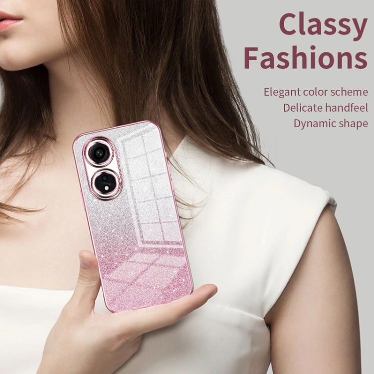 For OPPO A2m Gradient Glitter Powder Electroplated Phone Case(Transparent) - OPPO Cases by PMC TechLife | Online Shopping South Africa | PMC TechLife | Buy Now Pay Later Mobicred