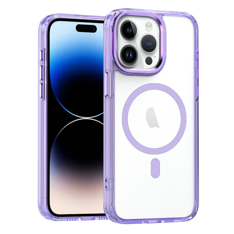 For iPhone 14 Pro Max MagSafe Magnetic Clear Phone Case(Purple) - iPhone 14 Pro Max Cases by PMC Jewellery | Online Shopping South Africa | PMC Jewellery