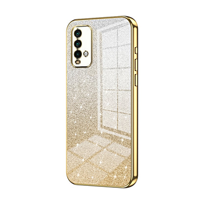 For Xiaomi Redmi Note 9 4G Gradient Glitter Powder Electroplated Phone Case(Gold) - Xiaomi Cases by PMC Jewellery | Online Shopping South Africa | PMC Jewellery | Buy Now Pay Later Mobicred