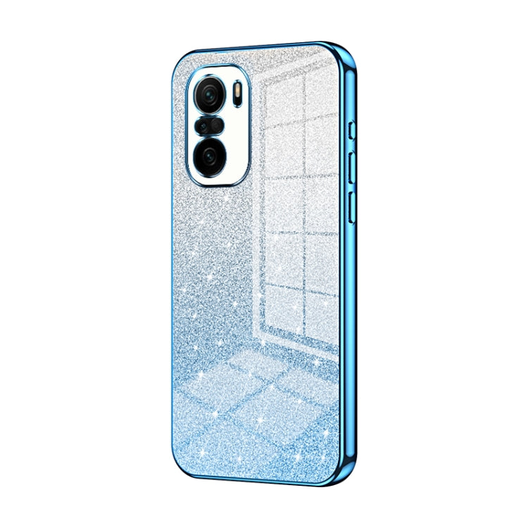 For Xiaomi Redmi K40 / K40 Pro / K40 Pro+ Gradient Glitter Powder Electroplated Phone Case(Blue) - Xiaomi Cases by PMC Jewellery | Online Shopping South Africa | PMC Jewellery | Buy Now Pay Later Mobicred