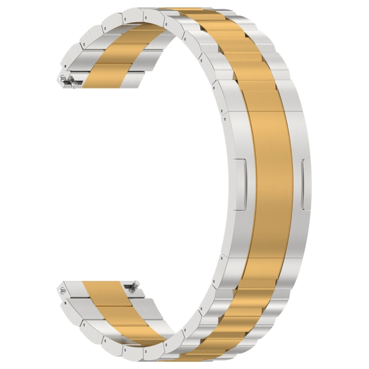 For Huawei Watch GT4 / GT3 / GT2 / GT 46mm Three Strains HW Buckle Metal Watch Band(Silver Gold) - Watch Bands by PMC Jewellery | Online Shopping South Africa | PMC Jewellery