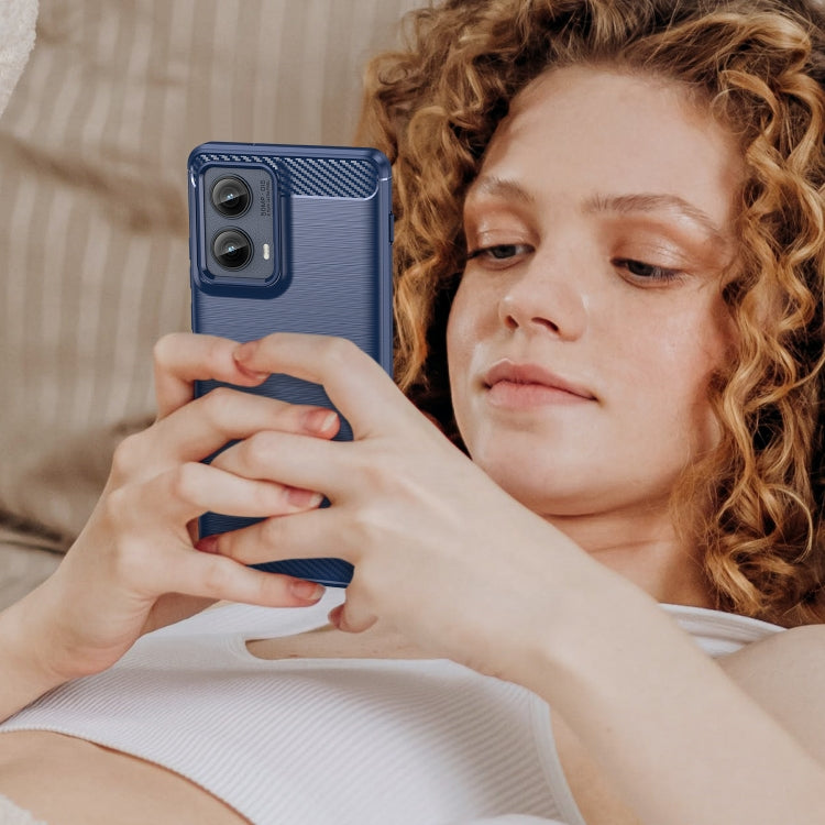 For Motorola Edge 2024 Brushed Texture Carbon Fiber TPU Phone Case(Blue) - Motorola Cases by PMC Jewellery | Online Shopping South Africa | PMC Jewellery | Buy Now Pay Later Mobicred