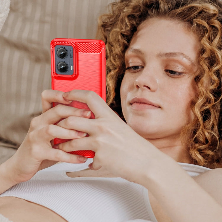 For Motorola Edge 2024 Carbon Fiber Brushed Texture TPU Phone Case(Red) - free shipping - PMC Jewellery - Order now!