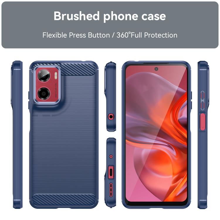 For Motorola Moto E15 Carbon Fiber Brushed Texture TPU Phone Case(Blue) - free shipping - PMC TechLife - Order now!