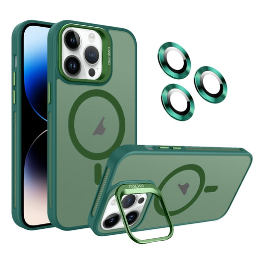 For iPhone 14 Pro Invisible Lens Holder MagSafe Phone Case(Army Green) - iPhone 14 Pro Cases by PMC Jewellery | Online Shopping South Africa | PMC Jewellery