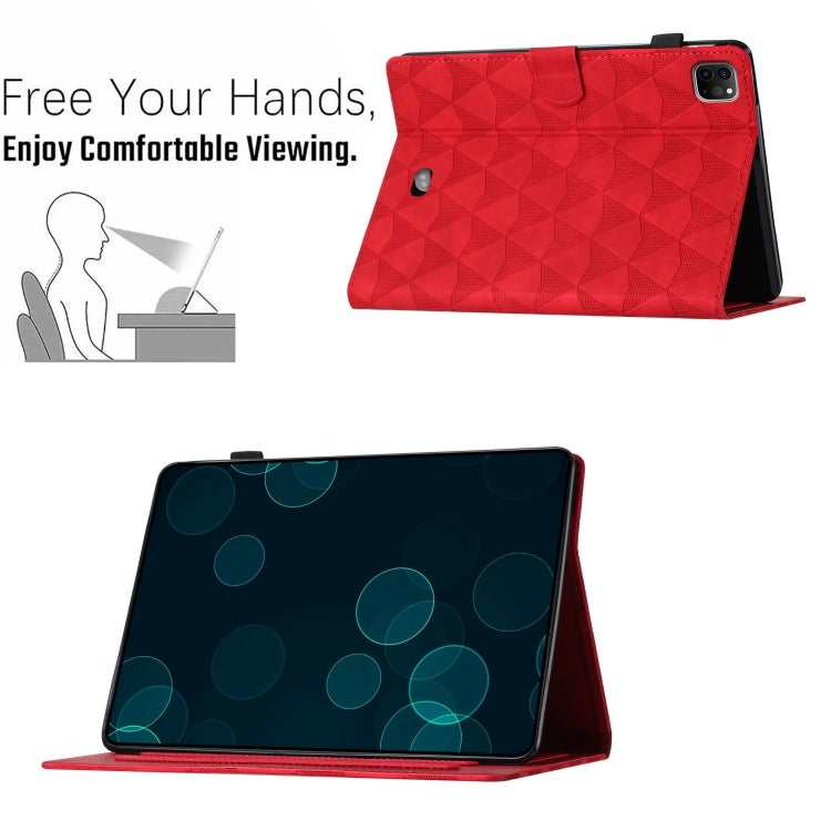 For iPad Pro 11 2024 Diamond Texture Embossed Leather Smart Tablet Case(Red) - iPad Pro 11 2024 Cases by PMC TechLife | Online Shopping South Africa | PMC TechLife | Buy Now Pay Later Mobicred