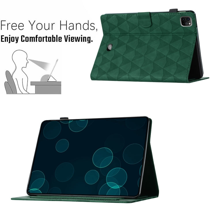 For iPad Pro 11 2024 Diamond Texture Embossed Leather Smart Tablet Case(Green) - iPad Pro 11 2024 Cases by PMC TechLife | Online Shopping South Africa | PMC TechLife | Buy Now Pay Later Mobicred