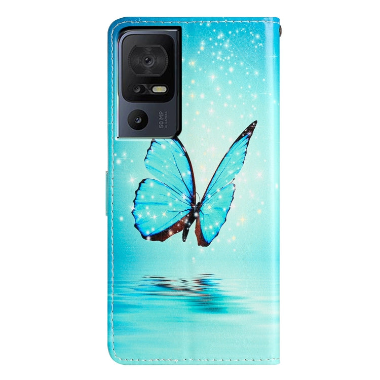 For TCL 40 SE Colored Drawing Leather Phone Case(Blue Butterfly) - More Brand by PMC TechLife | Online Shopping South Africa | PMC TechLife | Buy Now Pay Later Mobicred