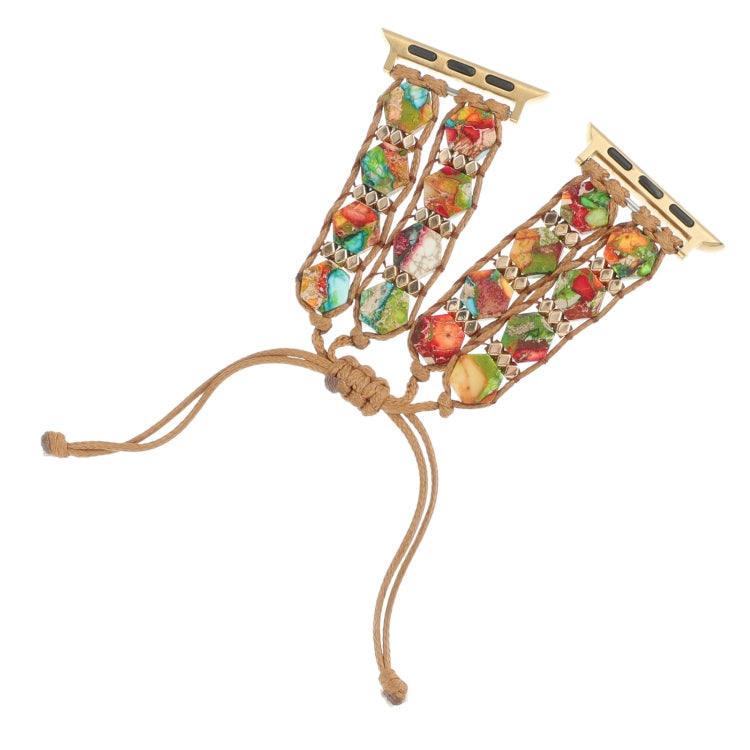 For Apple Watch Series 5 40mm Hexagonal Stones Drawstring Chain Watch Band(Colorful) - Watch Bands by PMC TechLife | Online Shopping South Africa | PMC TechLife