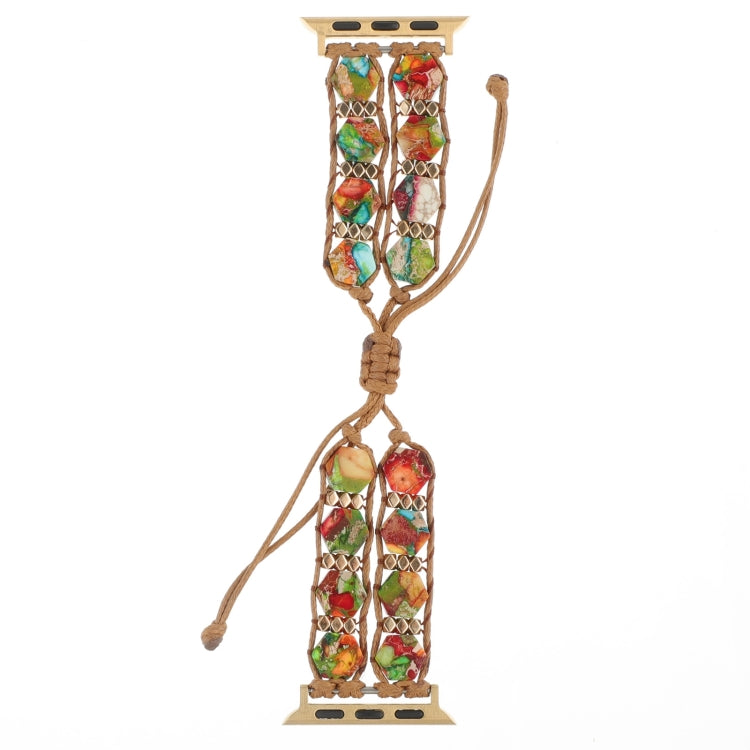 For Apple Watch Series 3 38mm Hexagonal Stones Drawstring Chain Watch Band(Colorful) - Watch Bands by PMC TechLife | Online Shopping South Africa | PMC TechLife