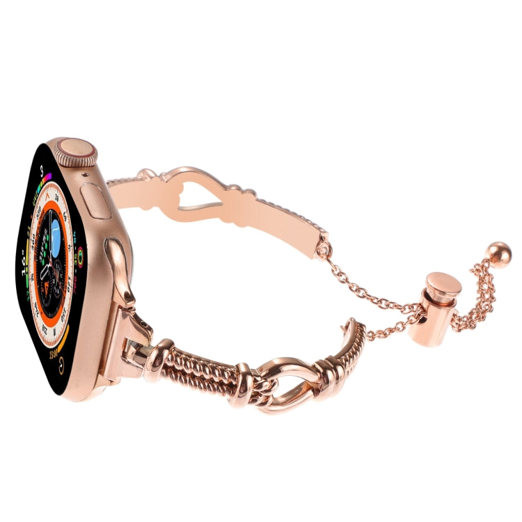 For Apple Watch Series 8 45mm Twist Metal Bracelet Chain Watch Band(Rose Gold) - Watch Bands by PMC Jewellery | Online Shopping South Africa | PMC Jewellery