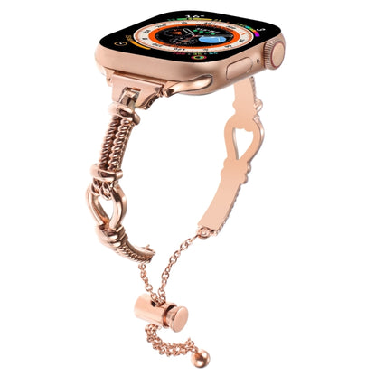 For Apple Watch Series 7 45mm Twist Metal Bracelet Chain Watch Band(Rose Gold) - Watch Bands by PMC Jewellery | Online Shopping South Africa | PMC Jewellery