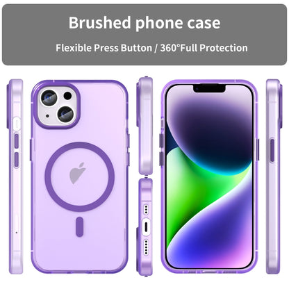 For iPhone 14 MagSafe Frosted Translucent TPU + PC Full Coverage Phone Case(Dark Purple) - iPhone 14 Cases by PMC Jewellery | Online Shopping South Africa | PMC Jewellery