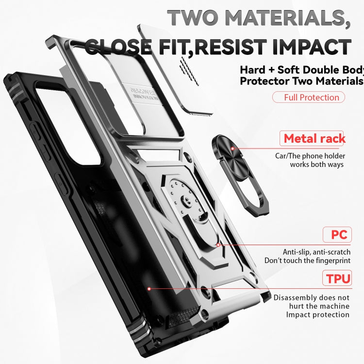 For Samsung Galaxy S24 Ultra 5G Sliding Camshield Holder Phone Case(Silver) - Galaxy S24 Ultra 5G Cases by PMC TechLife | Online Shopping South Africa | PMC TechLife