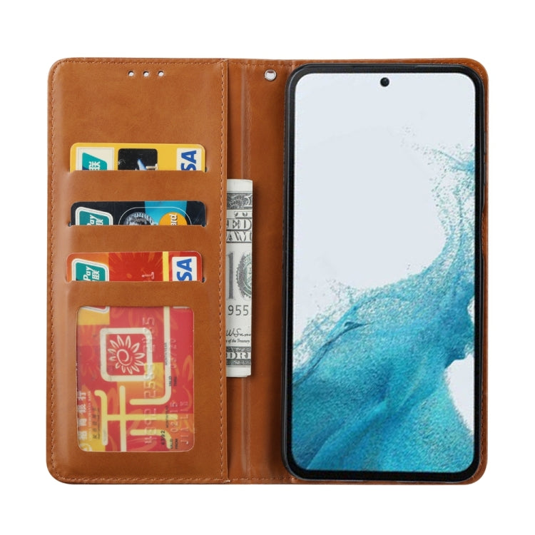 For Samsung Galaxy S25 5G Knead Skin Texture Flip Leather Phone Case(Brown) - Galaxy S25 5G Cases by PMC Jewellery | Online Shopping South Africa | PMC Jewellery | Buy Now Pay Later Mobicred