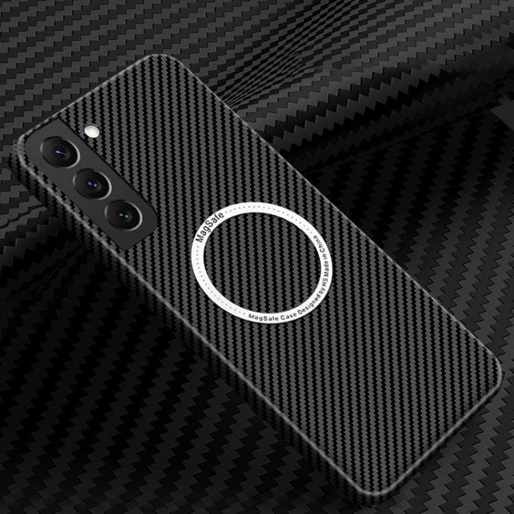 For Samsung Galaxy S25 5G Carbon Fiber Texture MagSafe Magnetic Phone Case(Black) - Galaxy S25 5G Cases by PMC Jewellery | Online Shopping South Africa | PMC Jewellery | Buy Now Pay Later Mobicred