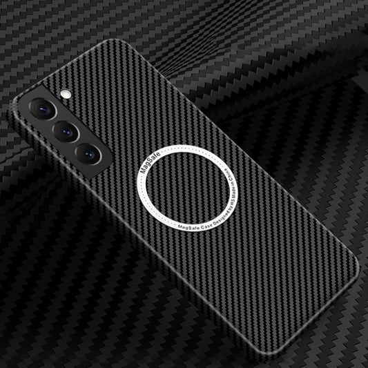 For Samsung Galaxy S25 5G Carbon Fiber Texture MagSafe Magnetic Phone Case(Black) - Galaxy S25 5G Cases by PMC Jewellery | Online Shopping South Africa | PMC Jewellery | Buy Now Pay Later Mobicred