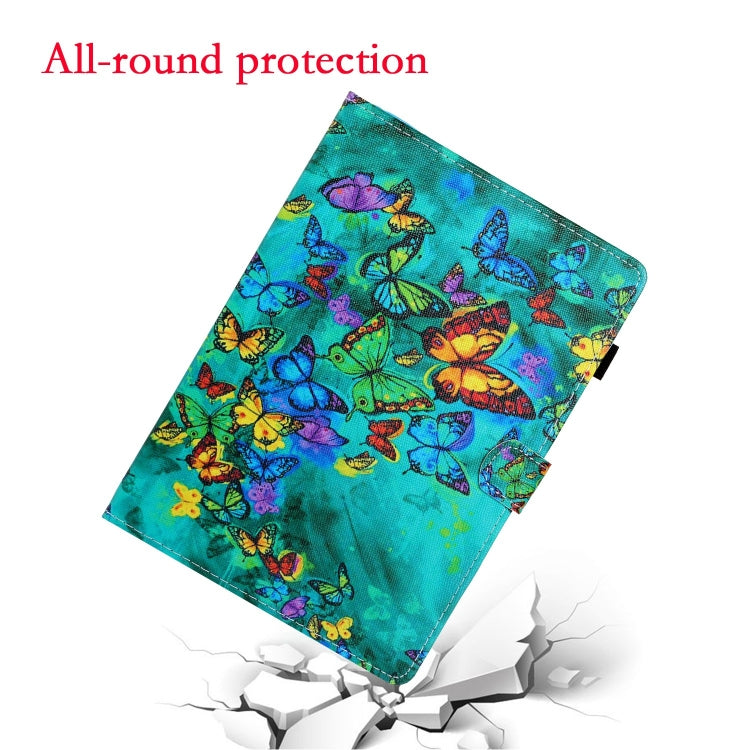 For Lenovo Tab P12 2023 / TB370FU Coloured Drawing Stitching Smart Leather Tablet Case(Green Butterfly) - Lenovo by PMC TechLife | Online Shopping South Africa | PMC TechLife | Buy Now Pay Later Mobicred