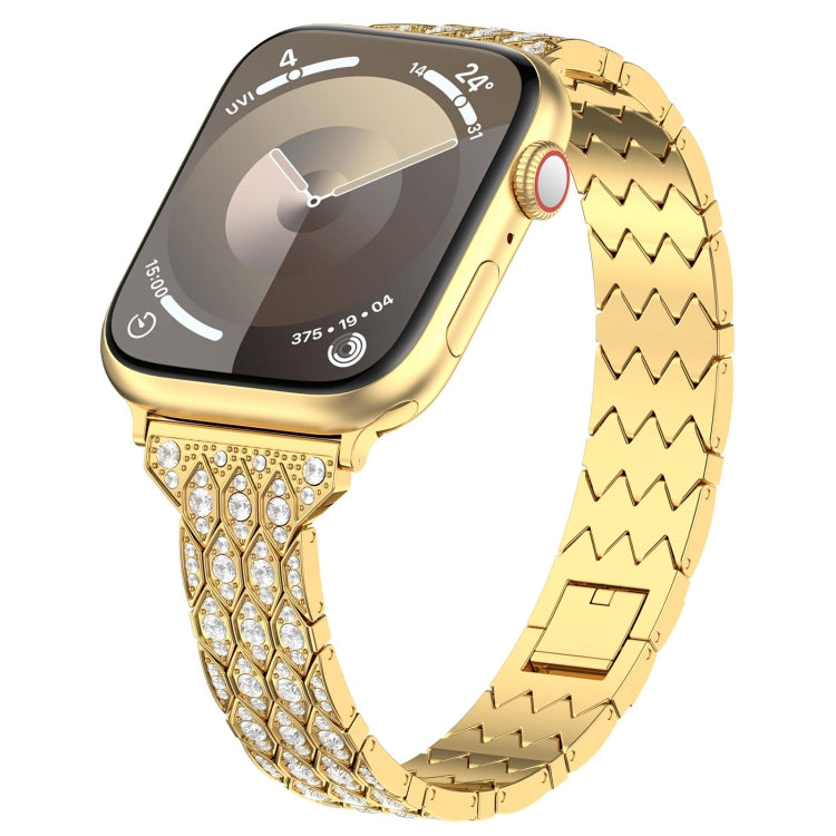 For Apple Watch SE 2023 44mm Devil Eye Diamond Bracelet Metal Watch Band(Gold) - Watch Bands by PMC Jewellery | Online Shopping South Africa | PMC Jewellery