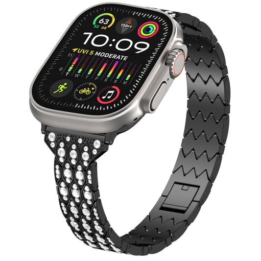 For Apple Watch Ultra 2 49mm Devil Eye Diamond Bracelet Metal Watch Band(Black) - Watch Bands by PMC Jewellery | Online Shopping South Africa | PMC Jewellery