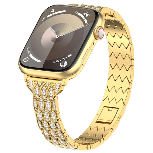 For Apple Watch Series 9 45mm Devil Eye Diamond Bracelet Metal Watch Band(Gold) - Watch Bands by PMC Jewellery | Online Shopping South Africa | PMC Jewellery