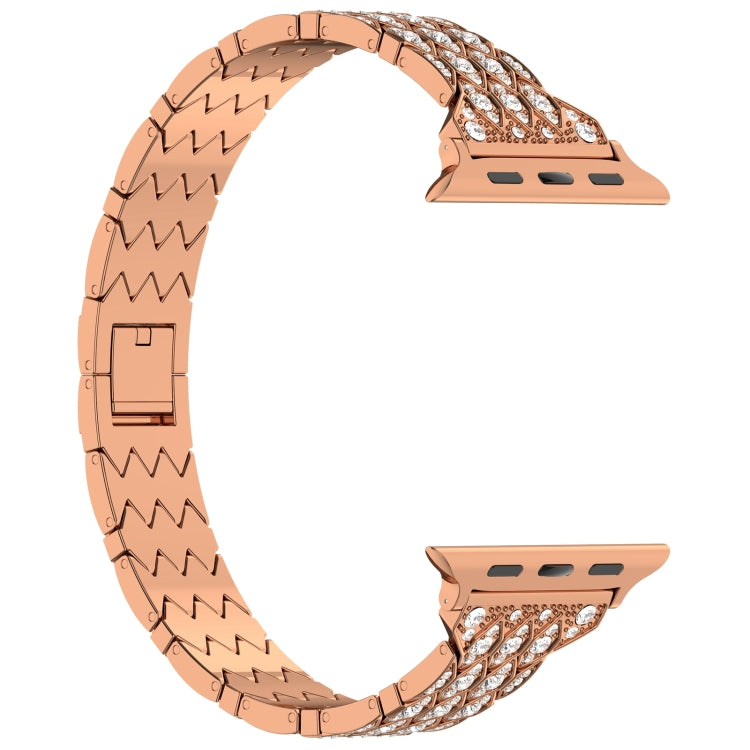 For Apple Watch Series 9 41mm Devil Eye Diamond Bracelet Metal Watch Band(Rose Gold) - Watch Bands by PMC Jewellery | Online Shopping South Africa | PMC Jewellery