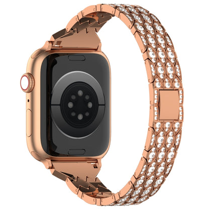 For Apple Watch Series 9 41mm Devil Eye Diamond Bracelet Metal Watch Band(Rose Gold) - Watch Bands by PMC Jewellery | Online Shopping South Africa | PMC Jewellery