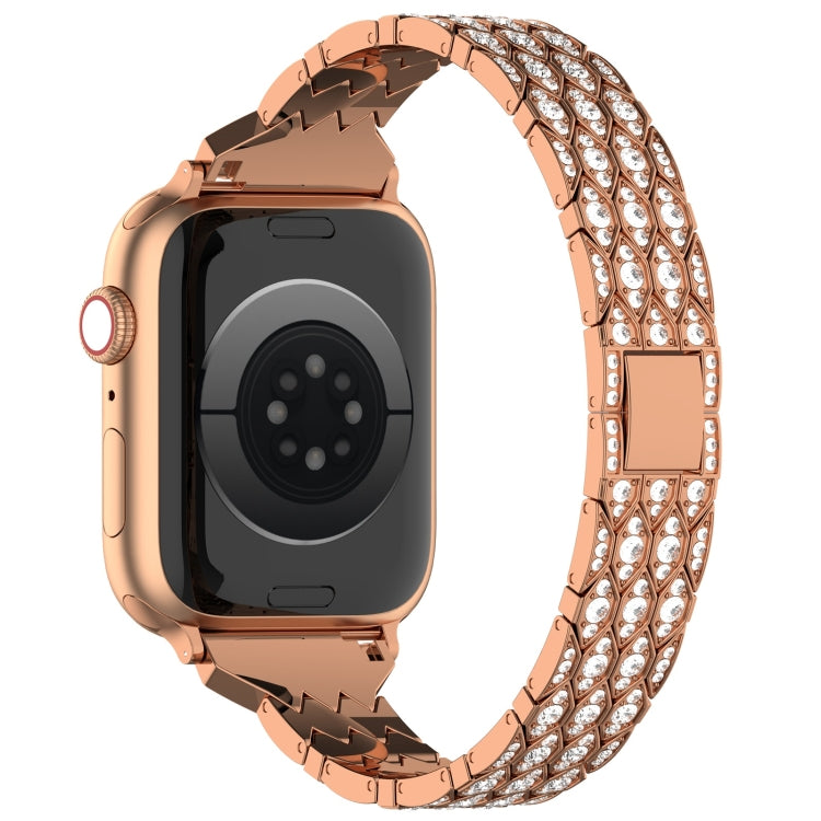 For Apple Watch SE 2022 44mm Devil Eye Diamond Bracelet Metal Watch Band(Rose Gold) - Watch Bands by PMC Jewellery | Online Shopping South Africa | PMC Jewellery