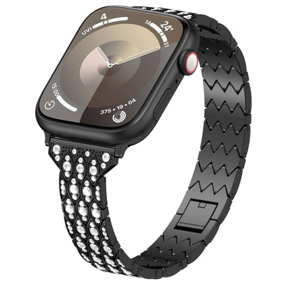 For Apple Watch Series 5 44mm Devil Eye Diamond Bracelet Metal Watch Band(Black) - Watch Bands by PMC Jewellery | Online Shopping South Africa | PMC Jewellery