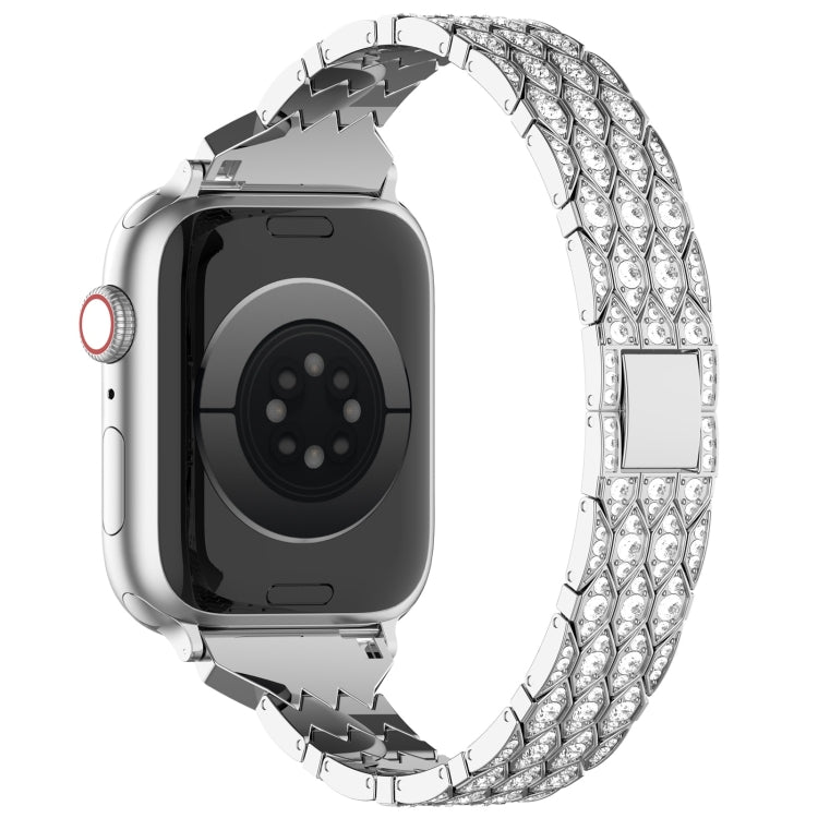 For Apple Watch 42mm Devil Eye Diamond Bracelet Metal Watch Band(Silver) - Watch Bands by PMC TechLife | Online Shopping South Africa | PMC TechLife