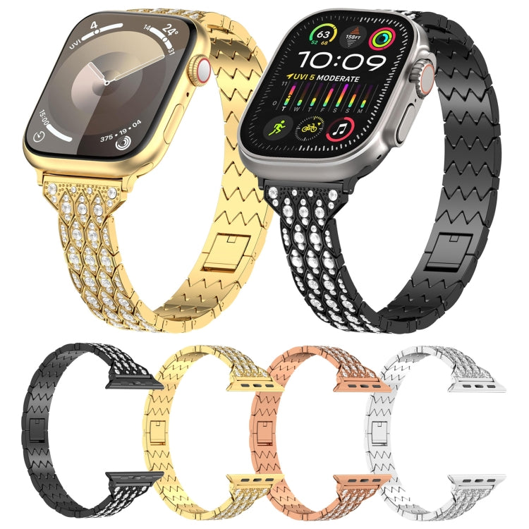 For Apple Watch SE 40mm Devil Eye Diamond Bracelet Metal Watch Band(Black) - Watch Bands by PMC TechLife | Online Shopping South Africa | PMC TechLife