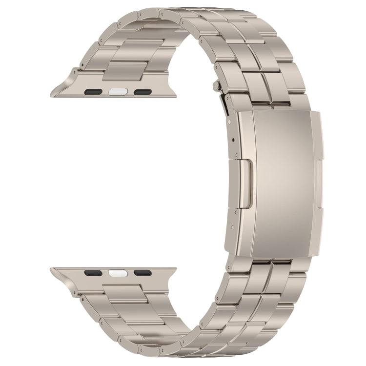 For Apple Watch SE 2023 44mm Tortoise Buckle Titanium Steel Watch Band(Starlight) - Watch Bands by PMC Jewellery | Online Shopping South Africa | PMC Jewellery