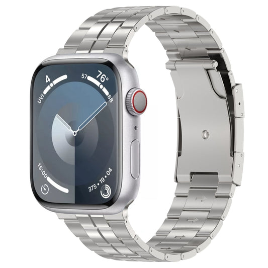 For Apple Watch Series 9 45mm Tortoise Buckle Titanium Steel Watch Band(Silver) - Watch Bands by PMC Jewellery | Online Shopping South Africa | PMC Jewellery