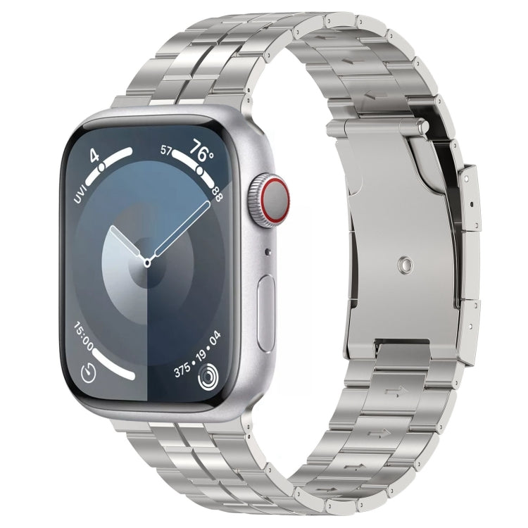 For Apple Watch Series 8 41mm Tortoise Buckle Titanium Steel Watch Band(Silver) - Watch Bands by PMC Jewellery | Online Shopping South Africa | PMC Jewellery