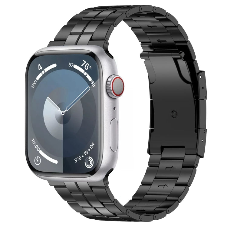 For Apple Watch Series 8 45mm Tortoise Buckle Titanium Steel Watch Band(Black) - Watch Bands by PMC Jewellery | Online Shopping South Africa | PMC Jewellery