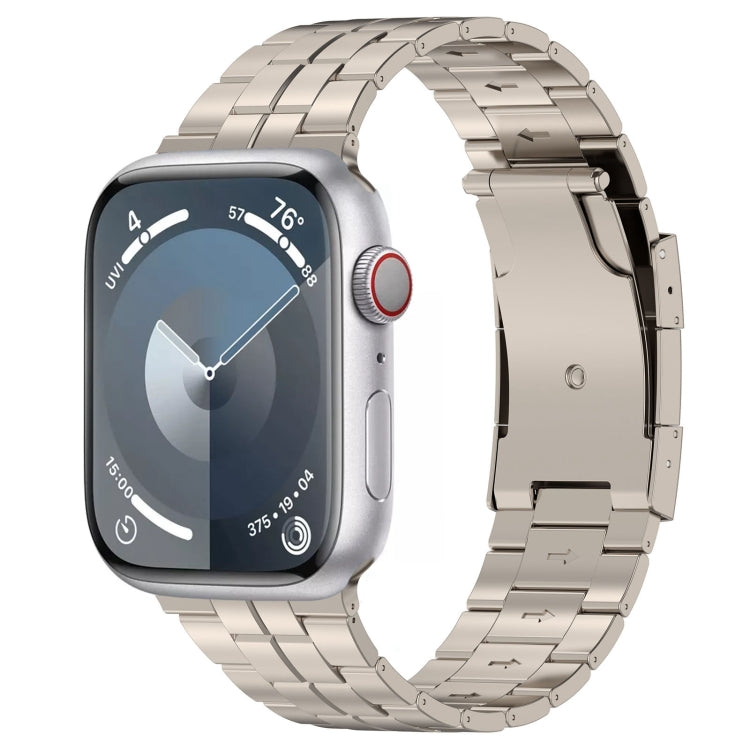 For Apple Watch SE 2022 40mm Tortoise Buckle Titanium Steel Watch Band(Starlight) - Watch Bands by PMC Jewellery | Online Shopping South Africa | PMC Jewellery