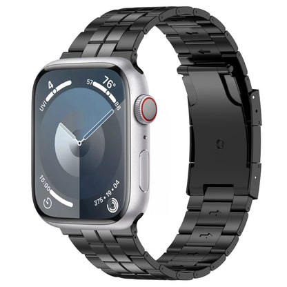 For Apple Watch Series 7 41mm Tortoise Buckle Titanium Steel Watch Band(Black) - Watch Bands by PMC Jewellery | Online Shopping South Africa | PMC Jewellery