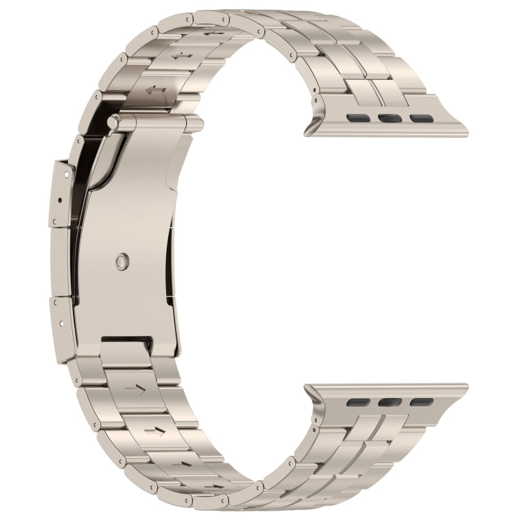 For Apple Watch Series 6 44mm Tortoise Buckle Titanium Steel Watch Band(Starlight) - Watch Bands by PMC Jewellery | Online Shopping South Africa | PMC Jewellery