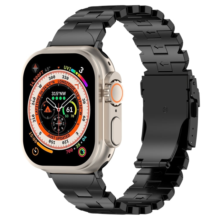 For Apple Watch Ultra 49mm Butterfly Type Titanium Steel Watch Band(Black) - Watch Bands by PMC Jewellery | Online Shopping South Africa | PMC Jewellery