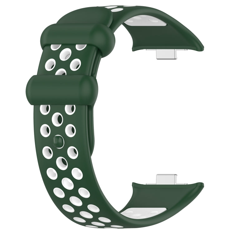 For Redmi Watch 4 Two Color Silicone Sports Watch Band(Dark Green White) - Watch Bands by PMC Jewellery | Online Shopping South Africa | PMC Jewellery