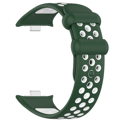 For Redmi Watch 4 Two Color Silicone Sports Watch Band(Dark Green White) - Watch Bands by PMC Jewellery | Online Shopping South Africa | PMC Jewellery