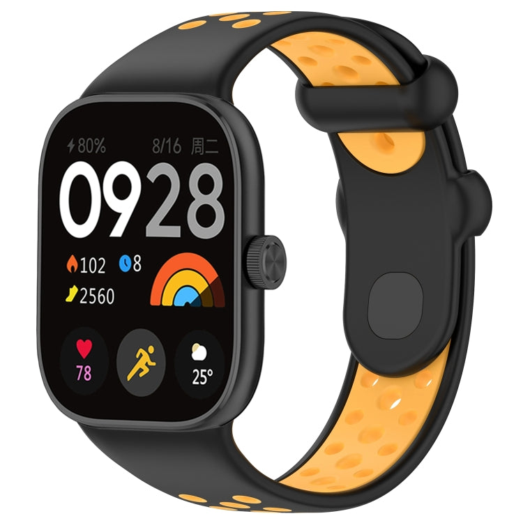 For Redmi Watch 4 Two Color Silicone Sports Watch Band(Black Yellow) - Watch Bands by PMC Jewellery | Online Shopping South Africa | PMC Jewellery